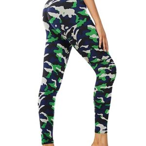 Leggings - Cropped High-waisted Print Blue-green Camouflage