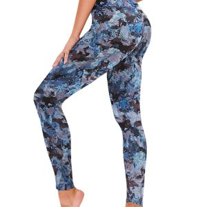 Leggings - Cropped High-rise Print Blue Brown Print