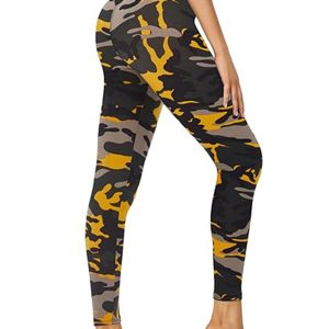 Leggings - Cropped High-waisted Printed Yellow Camouflage