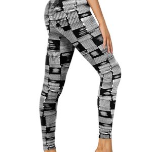 Leggings - Cropped High-waisted Printed Black And White Barcode