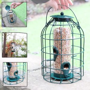 Bird Feeder Squirrel Resistant Bird Hanging Metal Feeding Station Green